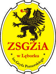 Obrazek - Gryf na żóltym tle z napisem ZSGŻIA w Lęborku